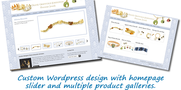 Custom WordPress site for jewelry designer